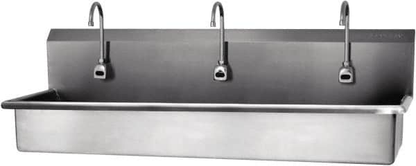 SANI-LAV - 57" Long x 16-1/2" Wide Inside, 1 Compartment, Grade 304 Stainless Steel Hands Free Hand Sink - 16 Gauge, 60" Long x 20" Wide x 18" High Outside, 8" Deep - Makers Industrial Supply