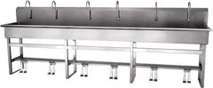 SANI-LAV - 117" Long x 16-1/2" Wide Inside, 1 Compartment, Grade 304 Stainless Steel Hands Free Hand Sink - 16 Gauge, 120" Long x 20" Wide x 45" High Outside, 8" Deep - Makers Industrial Supply