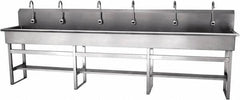 SANI-LAV - 117" Long x 16-1/2" Wide Inside, 1 Compartment, Grade 304 Stainless Steel Hands Free Hand Sink - 16 Gauge, 120" Long x 20" Wide x 45" High Outside, 8" Deep - Makers Industrial Supply