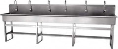 SANI-LAV - 117" Long x 16-1/2" Wide Inside, 1 Compartment, Grade 304 Stainless Steel Hands Free Hand Sink - 16 Gauge, 120" Long x 20" Wide x 45" High Outside, 8" Deep - Makers Industrial Supply