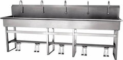 SANI-LAV - 97" Long x 16-1/2" Wide Inside, 1 Compartment, Grade 304 Stainless Steel Hands Free Hand Sink - 16 Gauge, 100" Long x 20" Wide x 45" High Outside, 8" Deep - Makers Industrial Supply