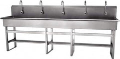 SANI-LAV - 97" Long x 16-1/2" Wide Inside, 1 Compartment, Grade 304 Stainless Steel Hands Free Hand Sink - 16 Gauge, 100" Long x 20" Wide x 45" High Outside, 8" Deep - Makers Industrial Supply