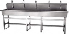 SANI-LAV - 97" Long x 16-1/2" Wide Inside, 1 Compartment, Grade 304 Stainless Steel Hands Free Hand Sink - 16 Gauge, 100" Long x 20" Wide x 45" High Outside, 8" Deep - Makers Industrial Supply