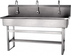 SANI-LAV - 57" Long x 16-1/2" Wide Inside, 1 Compartment, Grade 304 Stainless Steel Hands Free Hand Sink - 16 Gauge, 60" Long x 20" Wide x 45" High Outside, 8" Deep - Makers Industrial Supply