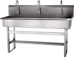 SANI-LAV - 57" Long x 16-1/2" Wide Inside, 1 Compartment, Grade 304 Stainless Steel Hands Free Hand Sink - 16 Gauge, 60" Long x 20" Wide x 45" High Outside, 8" Deep - Makers Industrial Supply