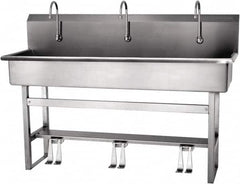 SANI-LAV - 57" Long x 16-1/2" Wide Inside, 1 Compartment, Grade 304 Stainless Steel Hands Free Hand Sink - 16 Gauge, 60" Long x 20" Wide x 45" High Outside, 8" Deep - Makers Industrial Supply