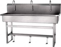 SANI-LAV - 57" Long x 16-1/2" Wide Inside, 1 Compartment, Grade 304 Stainless Steel Hands Free Hand Sink - 16 Gauge, 60" Long x 20" Wide x 45" High Outside, 8" Deep - Makers Industrial Supply