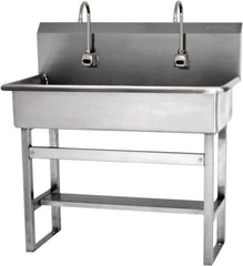 SANI-LAV - 37" Long x 16-1/2" Wide Inside, 1 Compartment, Grade 304 Stainless Steel Hands Free Hand Sink - 16 Gauge, 40" Long x 20" Wide x 45" High Outside, 8" Deep - Makers Industrial Supply