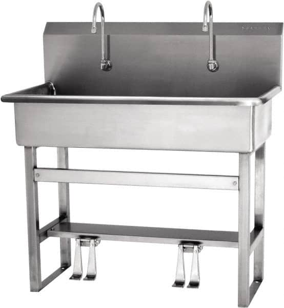 SANI-LAV - 37" Long x 16-1/2" Wide Inside, 1 Compartment, Grade 304 Stainless Steel Hands Free Hand Sink - 16 Gauge, 40" Long x 20" Wide x 45" High Outside, 8" Deep - Makers Industrial Supply