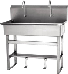 SANI-LAV - 37" Long x 16-1/2" Wide Inside, 1 Compartment, Grade 304 Stainless Steel Hands Free Hand Sink - 16 Gauge, 40" Long x 20" Wide x 45" High Outside, 8" Deep - Makers Industrial Supply