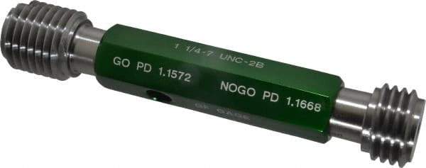 GF Gage - 1-1/4 - 7, Class 2B, Double End Plug Thread Go/No Go Gage - Hardened Tool Steel, Size 5 Handle Included - Makers Industrial Supply