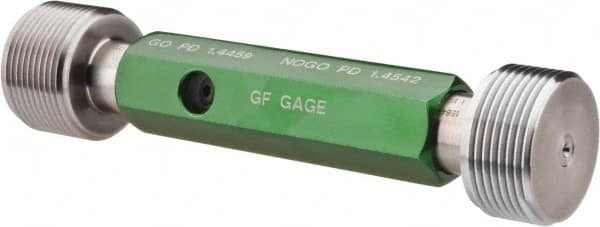 GF Gage - 1-1/2 - 12, Class 2B, Double End Plug Thread Go/No Go Gage - Hardened Tool Steel, Size 5 Handle Included - Makers Industrial Supply