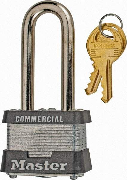 Master Lock - 2" Shackle Clearance, Keyed Alike Laminated Steel Padlock - 9/32" Shackle Diam, Laminated Steel - Makers Industrial Supply