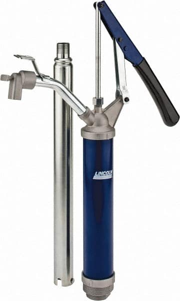 Lincoln - 4.5 Strokes per Gal, 3/4" Outlet, 2 GPM, Brass Hand Operated Barrel Lift Pump - 14 oz per Stroke, 17" OAL, For 15 to 55 Gal Drums, For Paint Thinners & Petrolem Based Media - Makers Industrial Supply