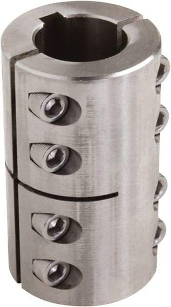 Climax Metal Products - 16mm Inside x 34mm Outside Diam, Two Piece Rigid Coupling with Keyway - 50mm Long x 5mm Keyway Width x 3mm Keyway Depth - Makers Industrial Supply