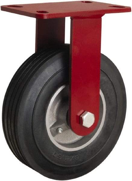 Hamilton - 8" Diam x 2" Wide, Rubber Rigid Caster - 500 Lb Capacity, Top Plate Mount, 4-1/2" x 6-1/2" Plate, Straight Roller Bearing - Makers Industrial Supply