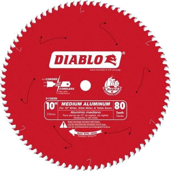 Freud - 10" Diam, 5/8" Arbor Hole Diam, 80 Tooth Wet & Dry Cut Saw Blade - Carbide-Tipped, Burr-Free Action, Standard Round Arbor - Makers Industrial Supply