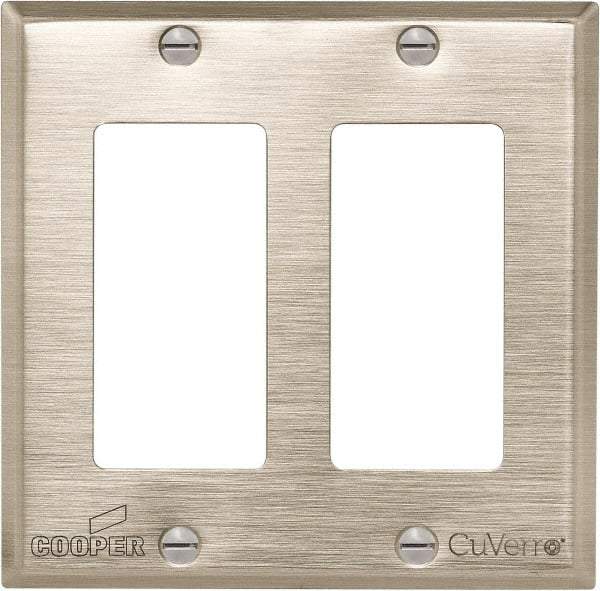 Cooper Wiring Devices - 2 Gang, 4-1/2 Inch Long, Standard Switch Plate - Decorator Switch, White Bronze, Antimicrobial Copper - Makers Industrial Supply