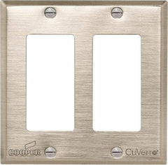 Cooper Wiring Devices - 2 Gang, 4-1/2 Inch Long, Standard Switch Plate - Decorator Switch, White Bronze, Antimicrobial Copper - Makers Industrial Supply