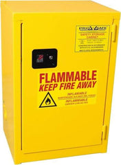 PRO-SAFE - 1 Door, 1 Shelf, Yellow Steel Space Saver Safety Cabinet for Flammable and Combustible Liquids - 35" High x 23" Wide x 18" Deep, Self Closing Door, 3 Point Key Lock, 12 Gal Capacity - Makers Industrial Supply