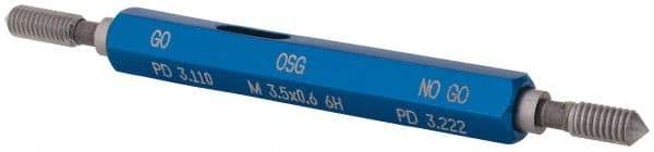 OSG - M3.5x0.6, Class 6H, Double End Plug Thread Go/No Go Gage - High Speed Steel, Handle Included - Makers Industrial Supply