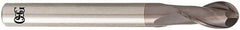 OSG - 6mm Diam, 12mm LOC, 2 Flute Solid Carbide Ball End Mill - TiAlN Finish, Single End, 90mm OAL, 6mm Shank Diam, Spiral Flute - Makers Industrial Supply