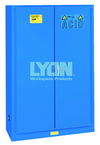 Acid Storage Cabinet - #5544 - 43 x 18 x 65" - 45 Gallon - w/2 shelves, three poly trays, 2-door manual close - Blue Only - Makers Industrial Supply