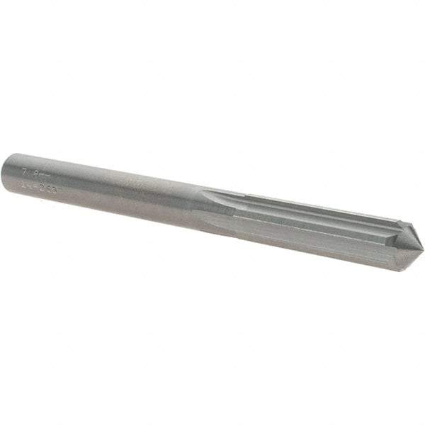 OSG - 7.8mm Solid Carbide Chucking Reamer - Straight Flute, 7.14mm Straight Shank, 29mm Flute Length, 83mm OAL - Makers Industrial Supply