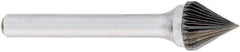 OSG - 1/4" Cut Diam, 1/4" Shank Diam, Cone Head Fluted Cut Burr - Carbide, Point End, 2" OAL - Makers Industrial Supply