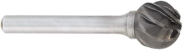 OSG - 1/4" Cut Diam, 1/4" Shank Diam, Ball Head Fluted Cut Burr - Carbide, 1/4" LOC, 2" OAL - Makers Industrial Supply