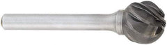 OSG - 1/2" Cut Diam, 1/4" Shank Diam, Ball Head Fluted Cut Burr - Carbide, 1/2" LOC, 2" OAL - Makers Industrial Supply