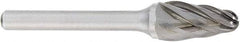 OSG - 3/4" Cut Diam, 1/4" Shank Diam, Tree with Radius Head Fluted Cut Burr - Carbide, Radius End, 1-1/4" LOC, 2" OAL - Makers Industrial Supply