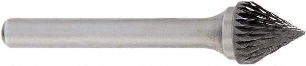 OSG - 5/8" Cut Diam, 1/4" Shank Diam, Cone Head Burr - Carbide, Point End, 2" OAL - Makers Industrial Supply