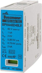 Cooper Bussmann - 2 Pole, 1 Phase, 1 kA Nominal Current, 90mm Long x 18mm Wide x 66mm Deep, Thermoplastic Hardwired Surge Protector - DIN Rail Mount, 48 VAC/VDC, 60 VAC/VDC Operating Voltage, 60 kA Surge Protection - Makers Industrial Supply