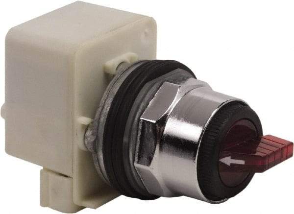 Square D - 30mm Mount Hole, 3 Position, Selector Switch Only - Red, Maintained (MA), Illuminated - Makers Industrial Supply