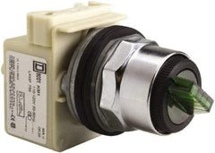 Square D - 30mm Mount Hole, 2 Position, Selector Switch Only - Green, Maintained (MA), Illuminated - Makers Industrial Supply