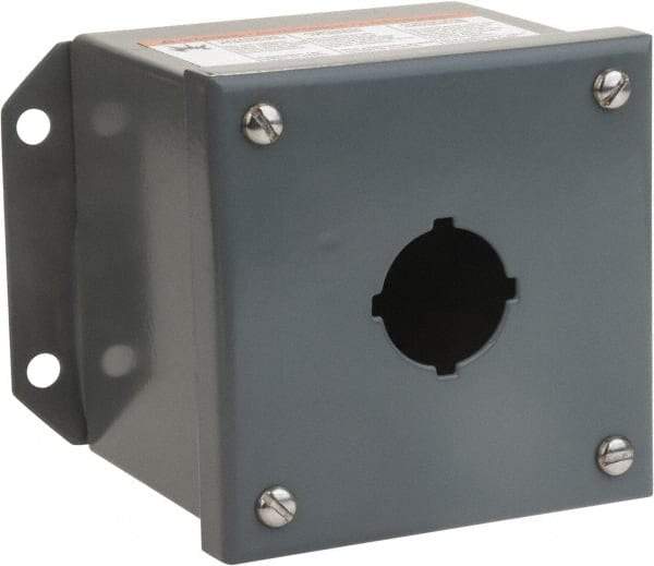 Square D - 1 Hole, 30mm Hole Diameter, Steel Pushbutton Switch Enclosure - 5-1/4 Inch High x 4.17 Inch Wide x 3.62 Inch Deep, 1, 3, 13 NEMA Rated - Makers Industrial Supply