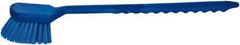 PRO-SOURCE - 1-3/4" Bristle Length, Plastic Utility Scrub Brush - 4-1/2" Long x 3-3/4" Wide Head, 20" OAL, Long Handle, Blue, Foam Block - Makers Industrial Supply