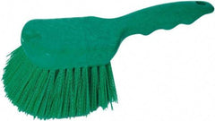 PRO-SOURCE - 1-3/4" Bristle Length, Plastic Utility Scrub Brush - 4-1/2" Long x 3-3/4" Wide Head, 8-1/2" OAL, Short Handle, Green, Foam Block - Makers Industrial Supply