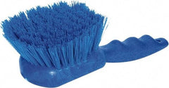 PRO-SOURCE - 1-3/4" Bristle Length, Plastic Utility Scrub Brush - 4-1/2" Long x 3-3/4" Wide Head, 8-1/2" OAL, Short Handle, Blue, Foam Block - Makers Industrial Supply