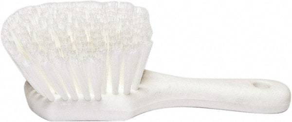 PRO-SOURCE - 1-3/4" Bristle Length, Plastic Utility Scrub Brush - 4-1/2" Long x 3-3/4" Wide Head, 8-1/2" OAL, Short Handle, White, Foam Block - Makers Industrial Supply