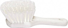 PRO-SOURCE - 1-3/4" Bristle Length, Plastic Utility Scrub Brush - 4-1/2" Long x 3-3/4" Wide Head, 8-1/2" OAL, Short Handle, White, Foam Block - Makers Industrial Supply