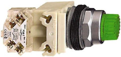 Schneider Electric - 30mm Mount Hole, Extended Straight, Pushbutton Switch - White Pushbutton, Illuminated, Momentary (MO) - Makers Industrial Supply