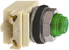 Schneider Electric - 240 VAC Green Lens Incandescent Pilot Light - Round Lens, Screw Clamp Connector - Makers Industrial Supply