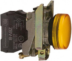 Schneider Electric - 230-240 VAC at 50/60 Hz Orange Lens LED Pilot Light - Round Lens, Screw Clamp Connector, 30mm Wide, Vibration Resistant, Water Resistant - Makers Industrial Supply