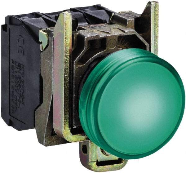 Square D - 24 VAC/VDC Green Lens LED Indicating Light - Round Lens, Screw Clamp Connector, 46.5mm OAL x 30mm Wide, Shock Resistant, Vibration Resistant - Makers Industrial Supply