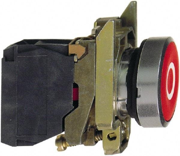 Square D - 0.87 Inch Mount Hole, Flush, Pushbutton Switch Only - Round, Red Pushbutton, Nonilluminated, Momentary (MO), Shock and Vibration Resistant - Makers Industrial Supply