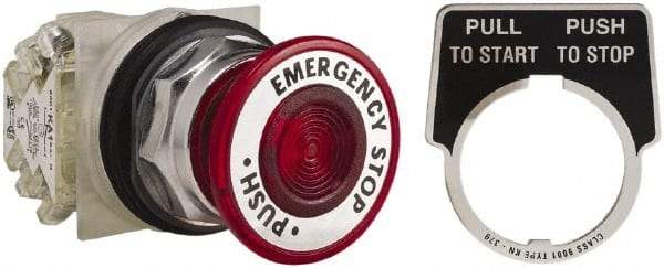 Square D - 30mm Mount Hole, Pushbutton Switch - Red Pushbutton, Maintained (MA) - Makers Industrial Supply