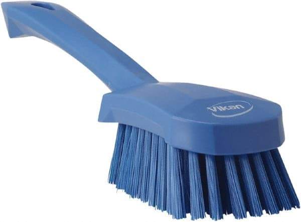 Vikan - 1.3" Bristle Length, Polyester Scrub Brush - 4-1/4" Long x 2-3/4" Wide Head, 10" OAL, Blue, Polypropylene Block - Makers Industrial Supply