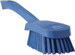 Vikan - 1.3" Bristle Length, Polyester Scrub Brush - 4-1/4" Long x 2-3/4" Wide Head, 10" OAL, Blue, Polypropylene Block - Makers Industrial Supply